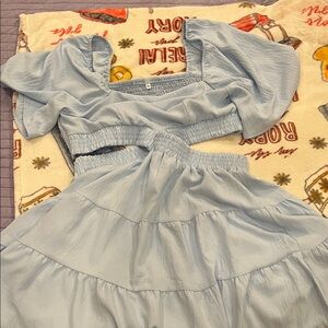 Light Blue Flutter Sleeve mini dress
